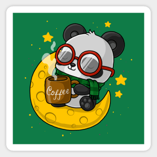 cute panda coffee moon Sticker